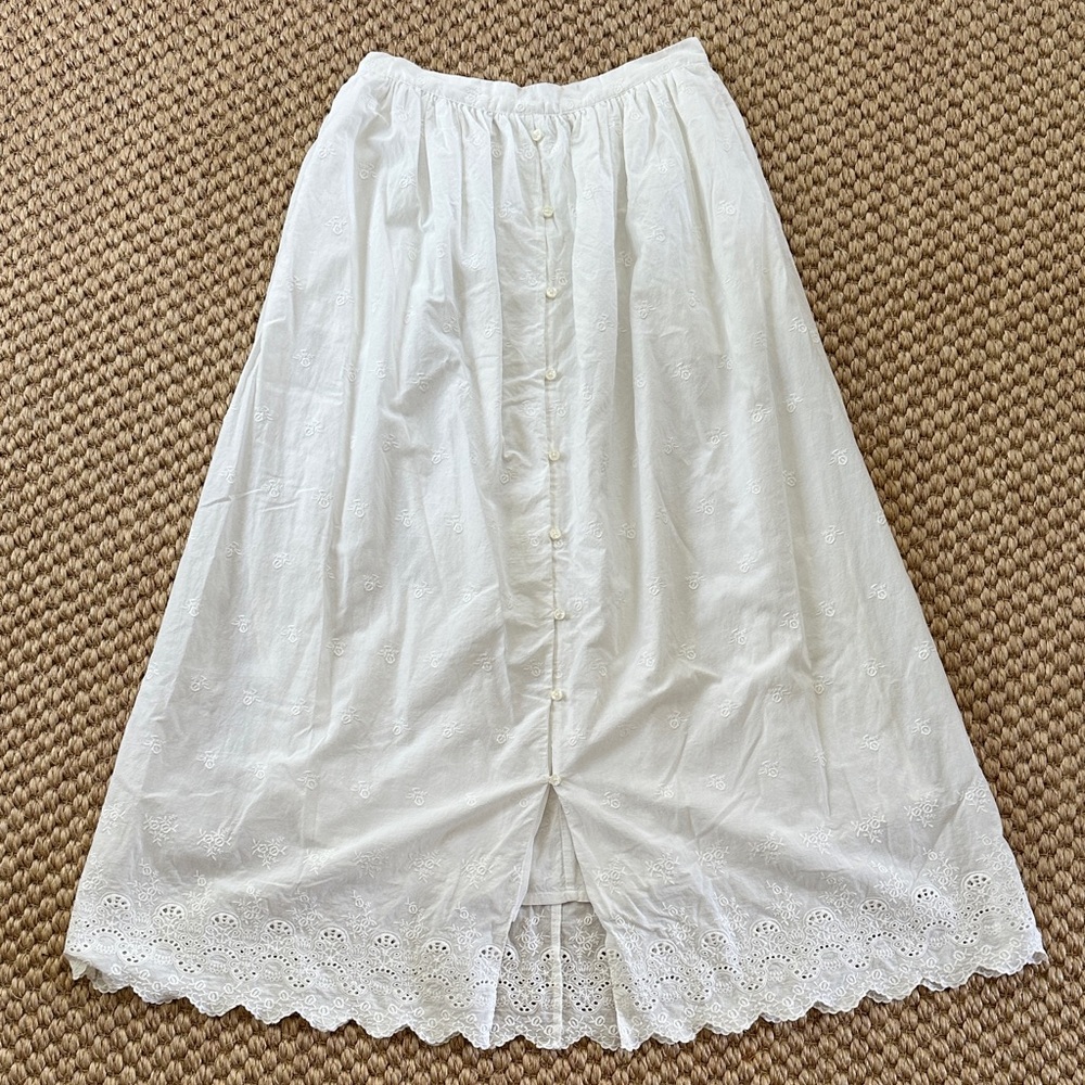 Trovata White Eyelet Lace Midi Skirt